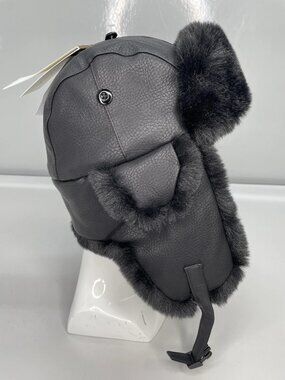 Scala Mens/Womens Aviator Hat Black Size L Faux Fur Trimmed Polyester Winter